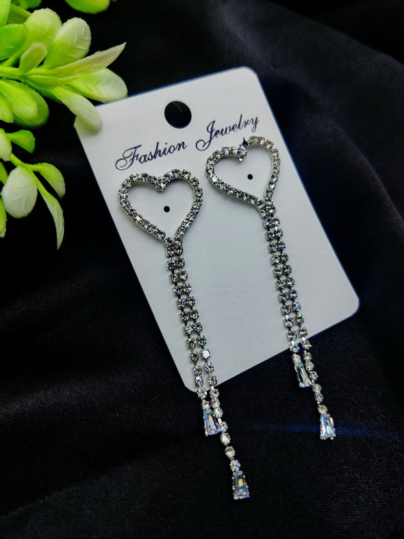 Imported Heart Drop Long Earrings – Tarnish-free Sparkle For Every Occasion