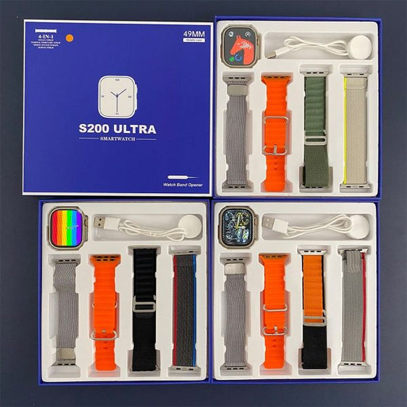 S200 Ultra Smart Watch With 4 Straps (random Color)